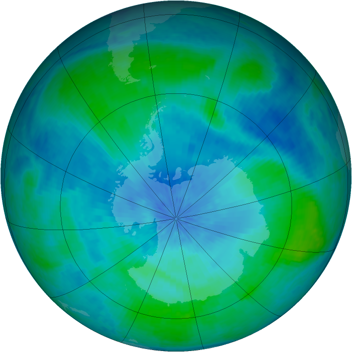 Antarctic ozone map for 26 February 2002